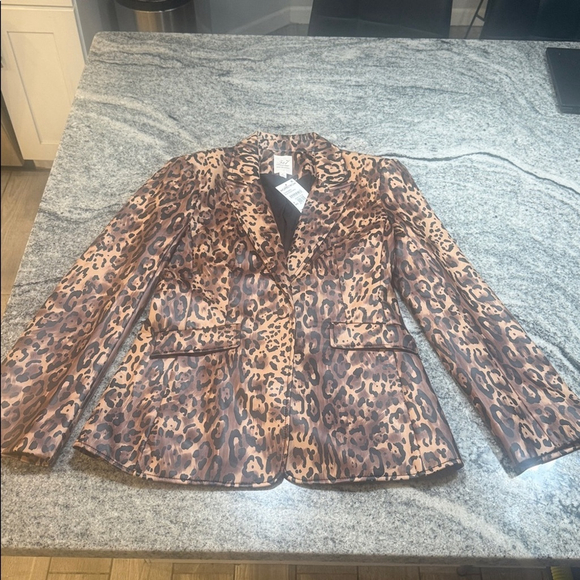 Cinq à Sept Cheyenne Leopard Print Faux Leather Jacket - Picture 5 of 11